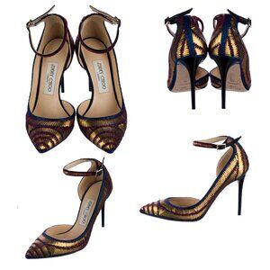 Metallic Gold, Blue, and Red Jimmy Choo Pumps